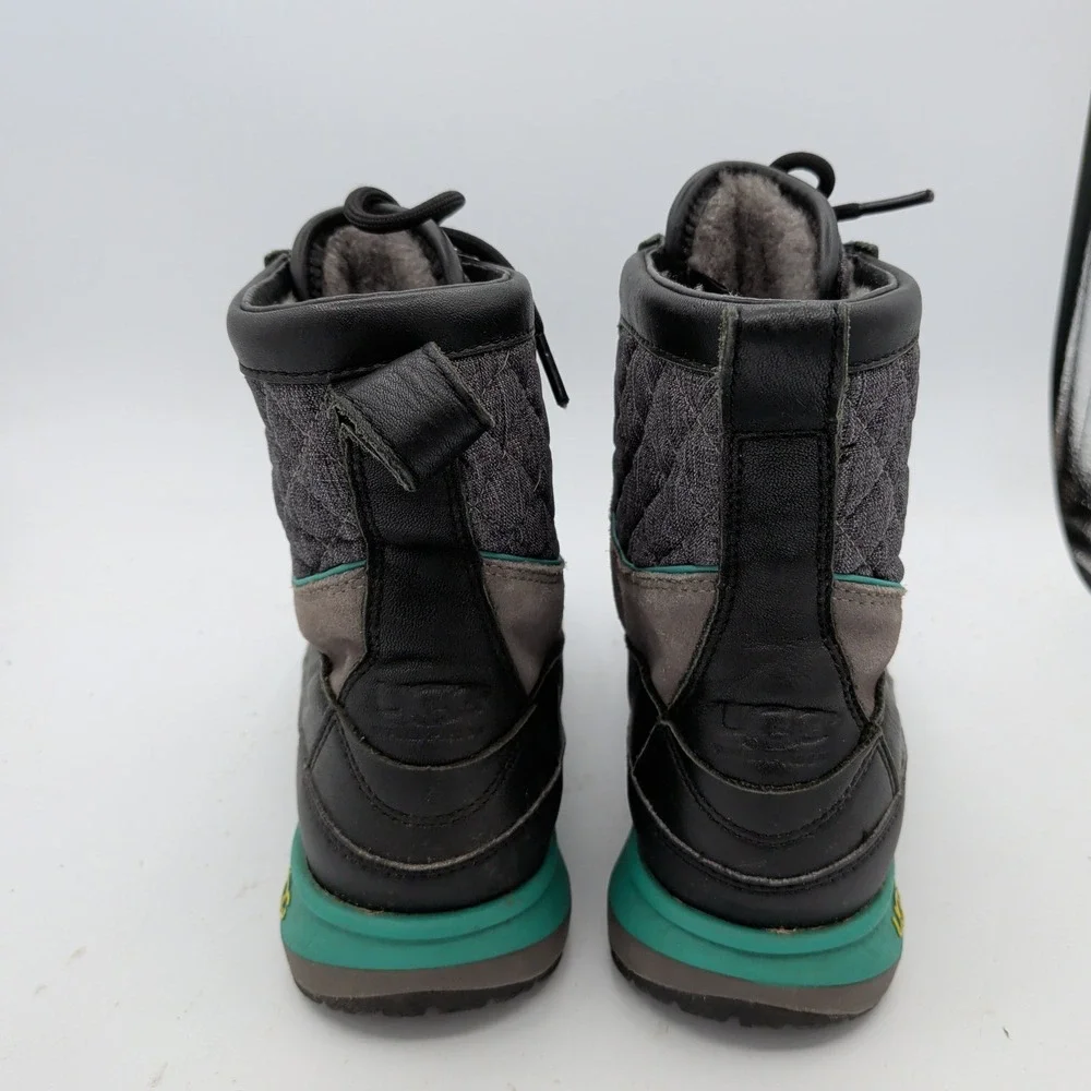 UGG Carora Waterproof Black Teal Leather Winter Boots 1005625 Womens 7.5